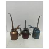 Three Vintage Oil Cans Rainbow Pump Oiler