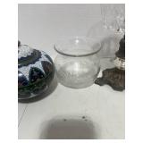 4 Misc. Pieces: Teapot, Trinket Dish, Compote and Glass Vase