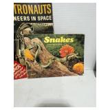 5 Vintage Books; Maps, Snakes, Dogs, Texas and Astronauts