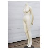 Adult Female Full-Body Headless Mannequin With Metal Base, For Displaying Clothing In Retail Environments. 