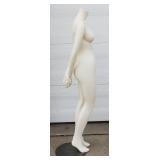 Adult Female Full-Body Headless Mannequin With Metal Base, For Displaying Clothing In Retail Environments. 