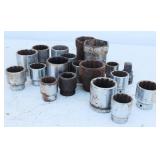 Lot Of Mixed Set of 12-point, 17 Large Sizes Drive Sockets