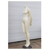 Adult Female Full-Body Headless Mannequin With Metal Base, For Displaying Clothing In Retail Environments. 