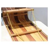 Flexible Paris Wood Toboggan. Snow Sled Adults & Kids Approx. 8 Ft Long X 17 Inch Long In Great Condition