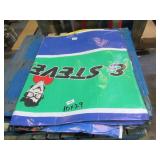 10′ x 29′ 9 oz. Black Vinyl Tarp w/ Advertisement – Reused Billboard – 9 mil Lightweight Duty - A Grade