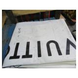 24′ x 29′ 15 oz. White Vinyl Tarp w/ Advertisement – Reused Billboard – 15 mil Lightweight Duty - A Grade