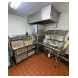 Left side stainless steel drain board; right-side sink