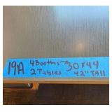 (2) Double-Back, Booth seats, (2) Single; 2 tables