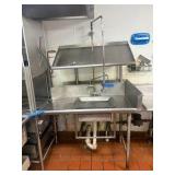 Left side stainless steel drain board; right-side sink