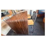 High Top Table and (6) Slat Back Bar Stools