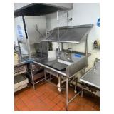 Left side stainless steel drain board; right-side sink