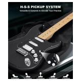 $130 RVONE RST-150 39" Beginner Electric Guitar Kit with Amp & HSS Pickups, Starter Set, Gig Bag