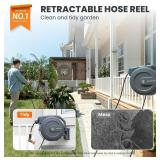 $180 Giraffe Tools Retractable Garden Hose Reel 1/2 in x 130 ft, Wall Mount, Slow Return, 180 Swivel