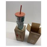 2 PACK! Starbucks 2024 Terracotta Brown Recycled Triangle Glass Cold Cup Limited Edition