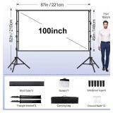 100 inch Projector Screen with Stand - HUANYINGBJB Portable 16:9 4K HD Front/Rear Carry Bag
