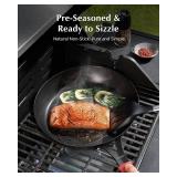 Carbon Steel 12-Inch Nonstick Frying Pan, Cookware with Silicone Handle, Induction Safe