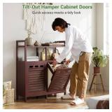 $138 Homykic Tilt-Out Laundry Hamper, Bamboo Double with 2 Removable Baskets, 20 Gal, Espresso