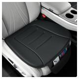 KAYI Car Seat Cushion with Memory Foam, Breathable Leather Surface, Anti-Slip Bottom, Black