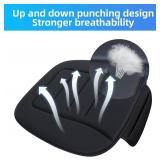 KAYI Car Seat Cushion with Memory Foam, Breathable Leather Surface, Anti-Slip Bottom, Black