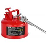 VEVOR Safety Metal Container, 2.5-Gal Type II Red Liquid, Flame Arrester, Self-Closing Lid