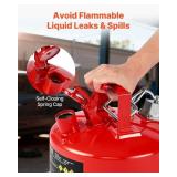 VEVOR Safety Metal Container, 2.5-Gal Type II Red Liquid, Flame Arrester, Self-Closing Lid