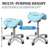 $130 Saddle Stool with Wheels, Ergonomic Rolling Chair, Hydraulic Lift, Height Adjustable (Blue)