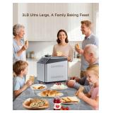 $160 KBS 750W Programmable Bread Maker, Dual Heaters, 3lb Ceramic Pan & Fruit, 20-in-1, 15H Timer