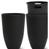 Worth Garden 2-Pack 21"H Black Tall Planters with Inside Pots, 14" Dia Plastic Pots
