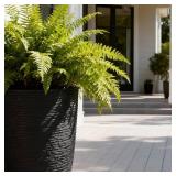 Worth Garden 2-Pack 21"H Black Tall Planters with Inside Pots, 14" Dia Plastic Pots