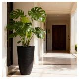 Worth Garden 2-Pack 21"H Black Tall Planters with Inside Pots, 14" Dia Plastic Pots