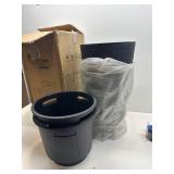 Worth Garden 2-Pack 21"H Black Tall Planters with Inside Pots, 14" Dia Plastic Pots