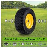 16x6.5-8 Tubeless Tire & Wheel (2 Pcs) for Riding Lawn Mower, 3" Offset Hub, Bearings