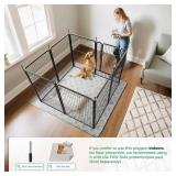$130 FXW Rollick Unleashed Dog Playpen, 40-inch, 8 Panels, Indoor/Yard/RV Camping, Black Patented