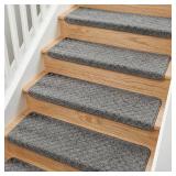 $128 MBIGM Bullnose Carpet Stair Treads Non-Slip Mats for Wooden Stairs (14, Dark Grey, 9.5 x 30")