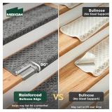 $128 MBIGM Bullnose Carpet Stair Treads Non-Slip Mats for Wooden Stairs (14, Dark Grey, 9.5 x 30")