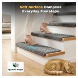 $128 MBIGM Bullnose Carpet Stair Treads Non-Slip Mats for Wooden Stairs (14, Dark Grey, 9.5 x 30")