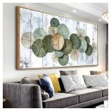 Green Abstract Canvas Wall Art, 20x40, Framed, for Bedroom, Living Room, Dining Room Decor