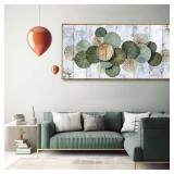 Green Abstract Canvas Wall Art, 20x40, Framed, for Bedroom, Living Room, Dining Room Decor