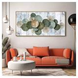Green Abstract Canvas Wall Art, 20x40, Framed, for Bedroom, Living Room, Dining Room Decor