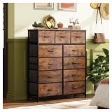 WLIVE Tall Dresser for Bedroom, Fabric Storage Tower with 11 Drawers, Steel Frame, Wood Top