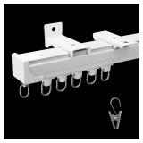 MaKefeile Ceiling Curtain Track, Wall & Ceiling Mounted Rail   Room Divider Track, White 9ft