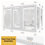 $200 Clear Acrylic Dog Play Pen Indoors 30", 10 Panels, Transparent Puppy Playpen with Door, White