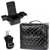 Deciniee Travel Makeup Bag with 4 Trays, Adjustable Dividers, Travel Case, Black