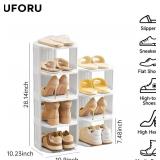 UFORU 9-Tier Vertical Shoe Rack, Plastic Stackable Shelf for Small Closets & Narrow Spaces