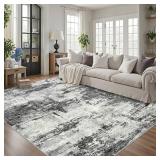 Area Rug for Living Room - Washable, Non-Shedding, Stain-Resistant, Anti-Slip, Soft, Black