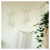 ZEXUIRU 2 Pcs Abstract Metal Wall Decor Modern Geometric Hanging Iron Sculpture Plaque Gold 24in