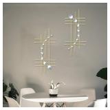 ZEXUIRU 2 Pcs Abstract Metal Wall Decor Modern Geometric Hanging Iron Sculpture Plaque Gold 24in