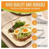 Raj Eco Compostable Palm Leaf Plates - 8 Inch Square, 50 Party Plates, Natural, Biodegradable