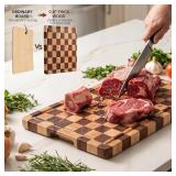 THETCHRY Acacia Cutting Board with Juice Grooves & Handles, 17x12x0.8, Large Serving Tray