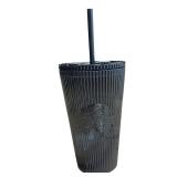 4 Pack! Starbucks 2024 Black Pleated Metallic Core Tumbler 24oz Venti Cold Cup NWT
